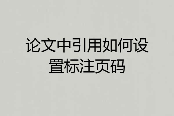 论文中引用如何设置标注页码