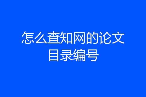 怎么查知网的论文目录编号