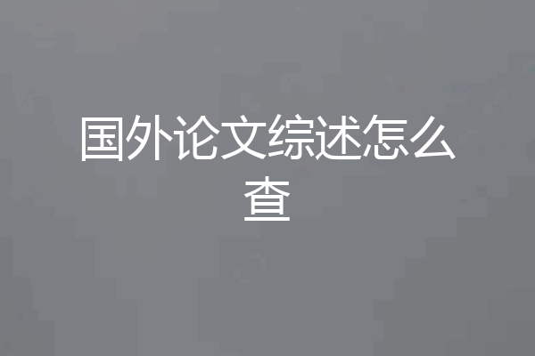 国外论文综述怎么查