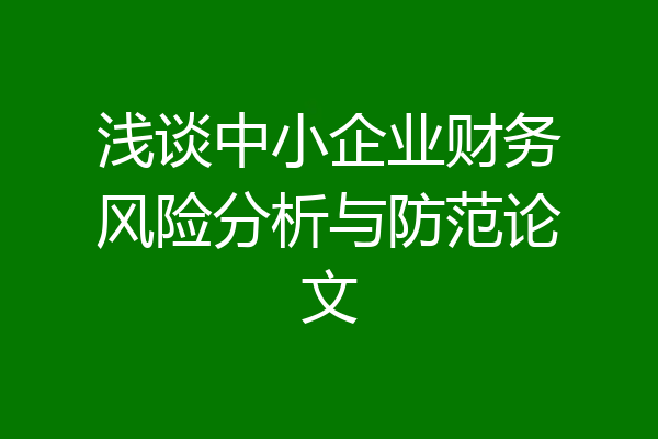 浅谈中小企业财务风险分析与防范论文