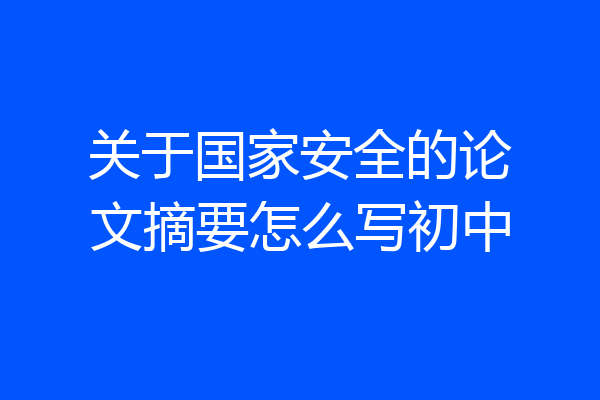 关于国家安全的论文摘要怎么写初中
