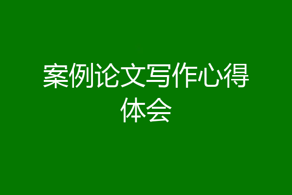 案例论文写作心得体会