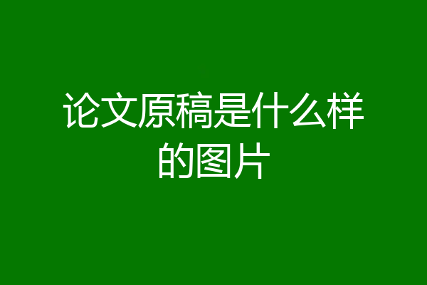 论文原稿是什么样的图片