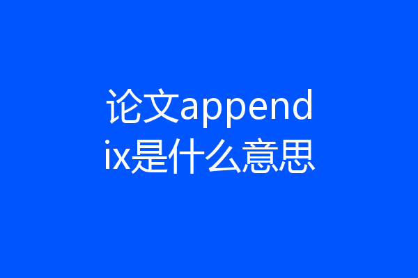 论文appendix是什么意思