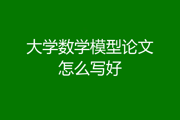大学数学模型论文怎么写好
