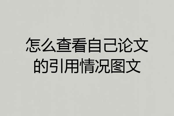 怎么查看自己论文的引用情况图文