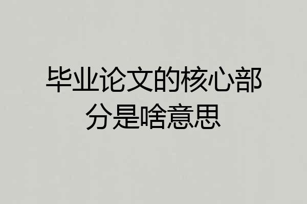 毕业论文的核心部分是啥意思