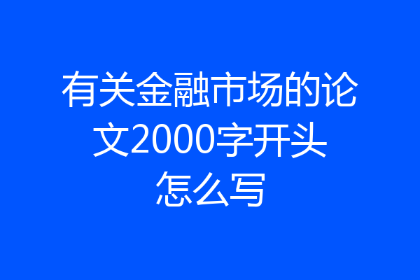 有关金融市场的论文2000字开头怎么写