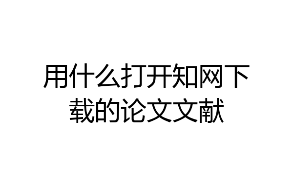 用什么打开知网下载的论文文献