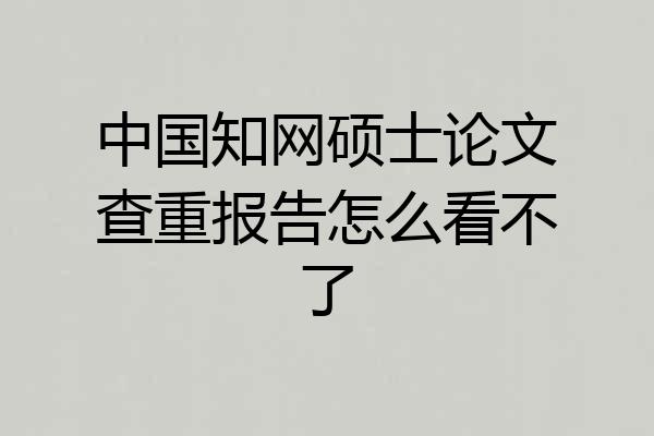 中国知网硕士论文查重报告怎么看不了