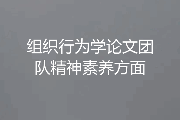 组织行为学论文团队精神素养方面