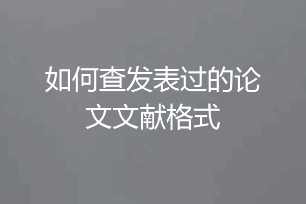 如何查发表过的论文文献格式
