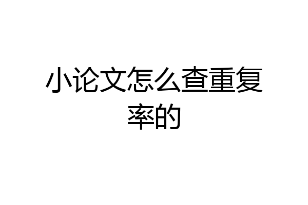 小论文怎么查重复率的