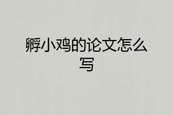 孵小鸡的论文怎么写