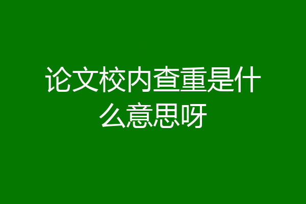 论文校内查重是什么意思呀