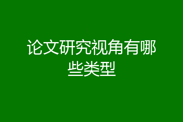 论文研究视角有哪些类型