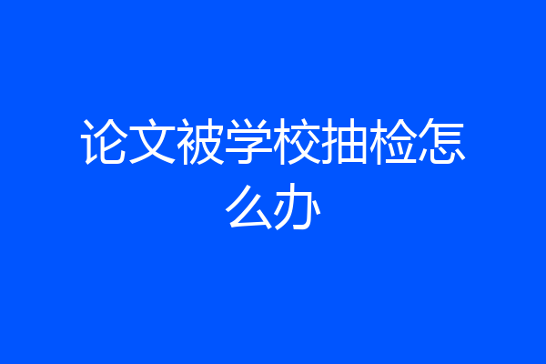 论文被学校抽检怎么办