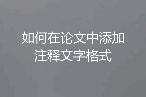 如何在论文中添加注释文字格式