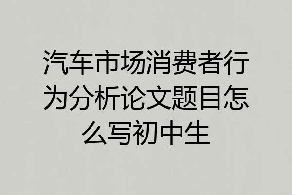 汽车市场消费者行为分析论文题目怎么写初中生
