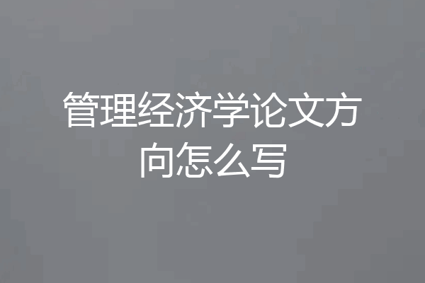 管理经济学论文方向怎么写