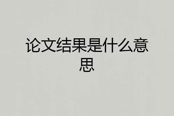 论文结果是什么意思