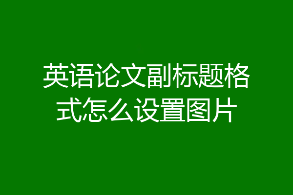 英语论文副标题格式怎么设置图片
