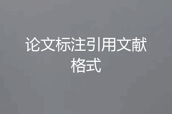 论文标注引用文献格式