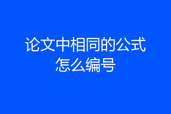 论文中相同的公式怎么编号