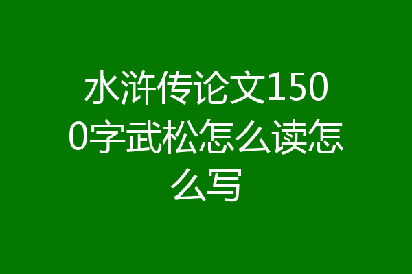 水浒传论文1500字武松怎么读怎么写