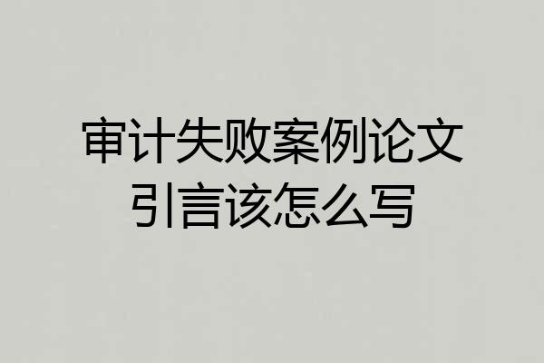 审计失败案例论文引言该怎么写