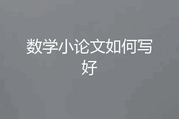 数学小论文如何写好