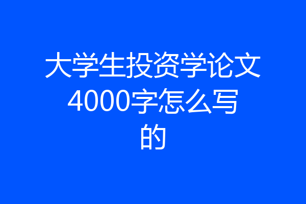 大学生投资学论文4000字怎么写的