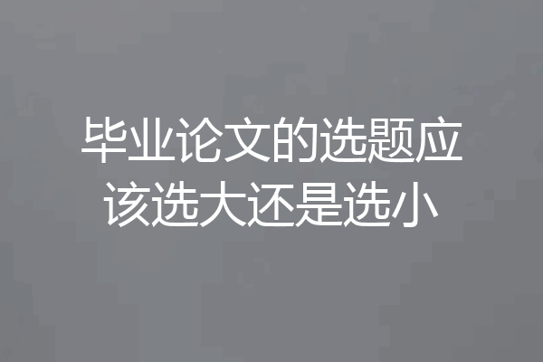 毕业论文的选题应该选大还是选小