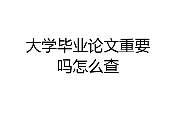 大学毕业论文重要吗怎么查