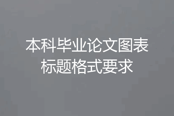 本科毕业论文图表标题格式要求