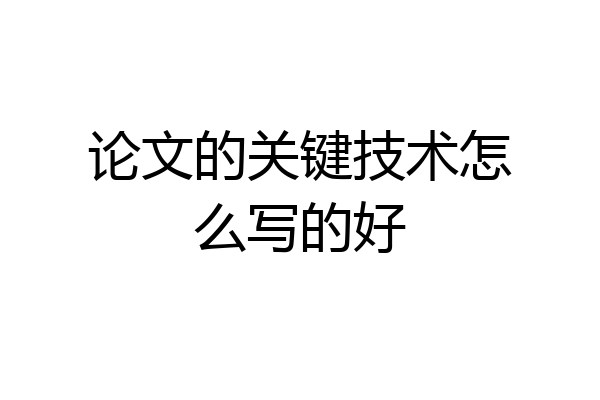 论文的关键技术怎么写的好