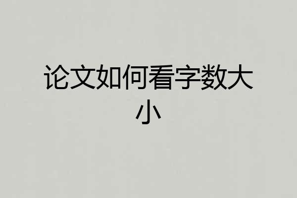 论文如何看字数大小
