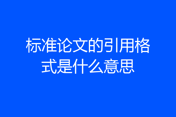 标准论文的引用格式是什么意思