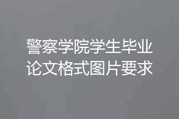 警察学院学生毕业论文格式图片要求