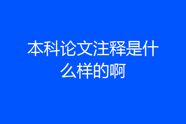 本科论文注释是什么样的啊