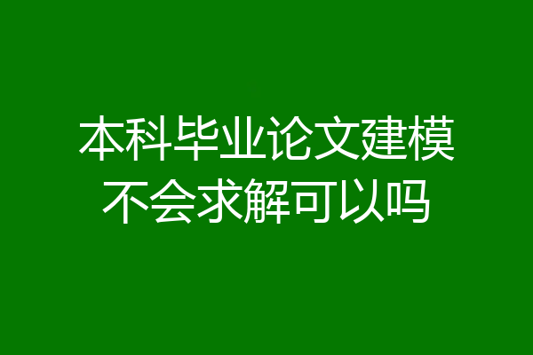 本科毕业论文建模不会求解可以吗