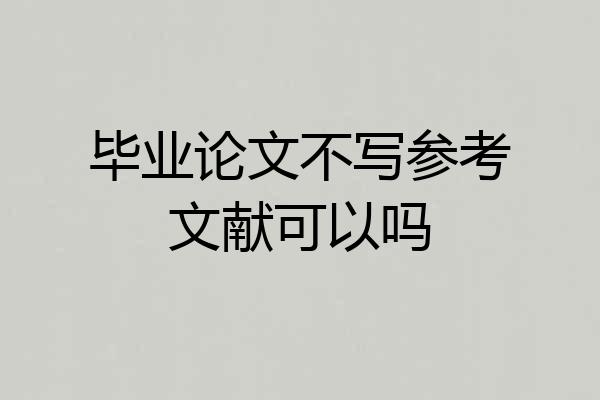 毕业论文不写参考文献可以吗