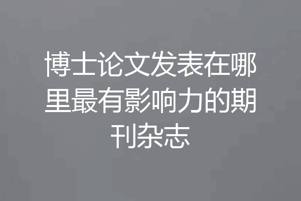 博士论文发表在哪里最有影响力的期刊杂志