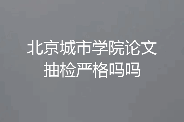 北京城市学院论文抽检严格吗吗