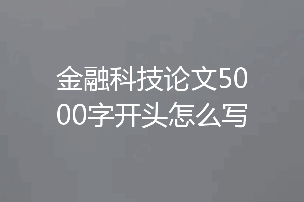 金融科技论文5000字开头怎么写