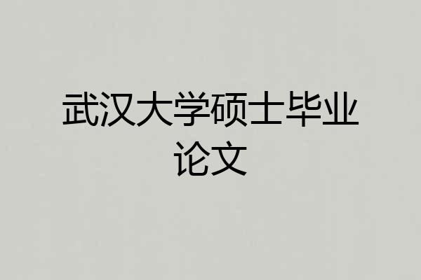 武汉大学硕士毕业论文