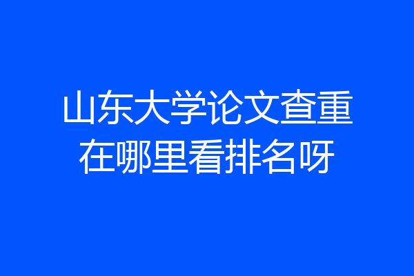 山东大学论文查重在哪里看排名呀