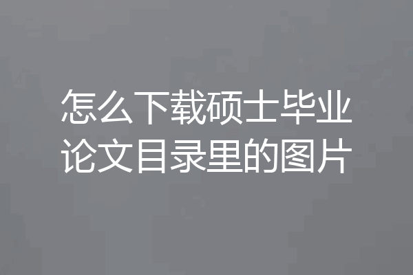 怎么下载硕士毕业论文目录里的图片