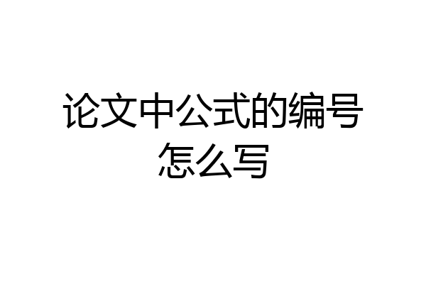 论文中公式的编号怎么写