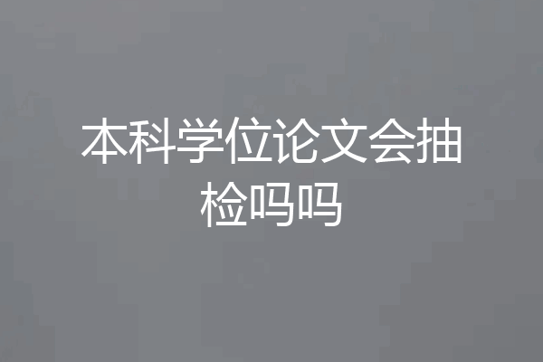 本科学位论文会抽检吗吗